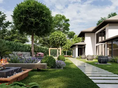 3D Exterior Scene 3D model design garden and landscape 3D model shop