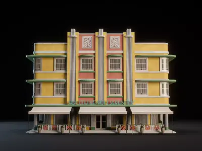 MIAMI VICE CITY ART DECO BUILDING 6 Low-poly 3D model
