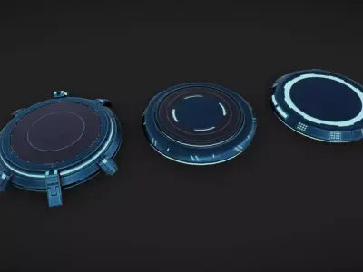 SciFi Podiums Low-poly 3D model