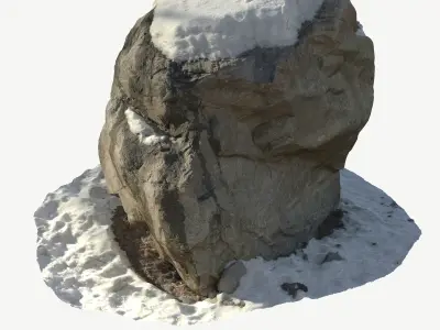 Stone in the snow Low-poly 3D model