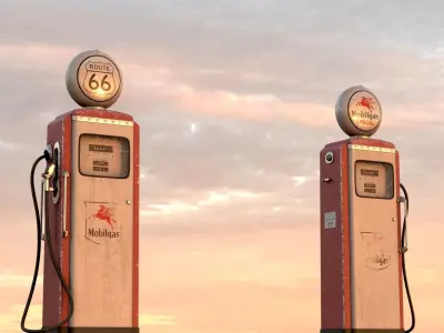 Route 66 Gas Pump Low-poly 3D model