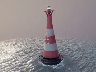 Buoy River RB-6-01 Turn Safe Water Mark Low-poly 3D model