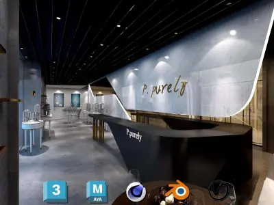 Complete JEWELRY SHOP - Retail Environment Display Assets Low-poly 3D model