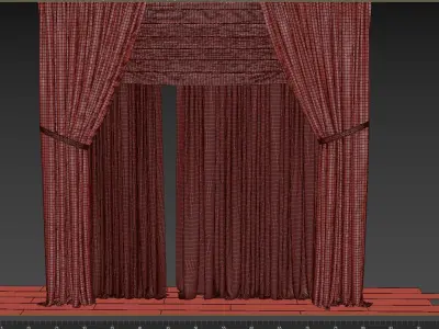 Curtains with Roman curtain and tulle set 03  3D model