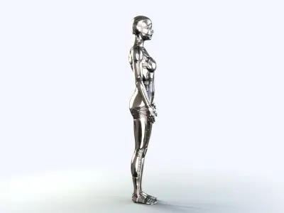 Sci-Fi Metal Woman PBR Rigged  3D model