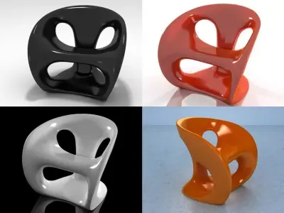 H four different chairs 3D model