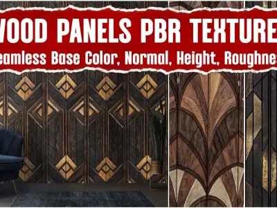 Wooden Wall Panel VOL01  4K Seamless PNG PBR Textures Texture
