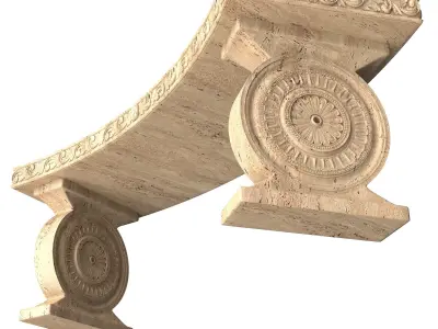 Stone Bench 01 Curved Low-poly 3D model