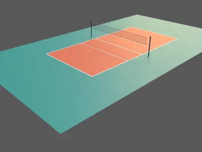 PBR Volleyball Court Floor and Net Low-poly 3D model