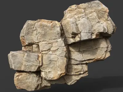 Low Poly Yellow Cliff Face 221208 - Ultra HD 16K Texture Low-poly 3D model