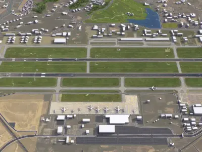 Cheongju - 3D Airport Model Low-poly 3D model