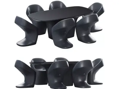 Vondom Ufo Dining Table and Chair Low-poly 3D model