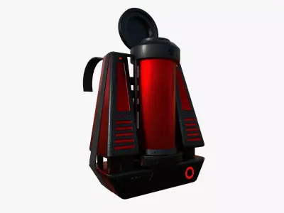 SciFi Backpack J08 Black Red - Fashion Character Design Low-poly 3D model