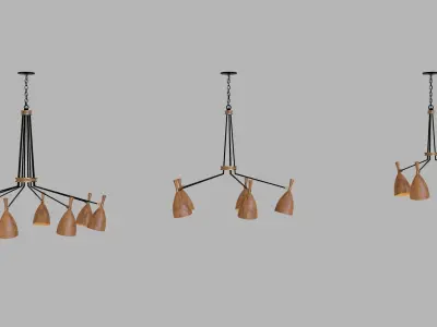 Chandelier set - Utopia acacia wood - Corbett Lighting 3D model