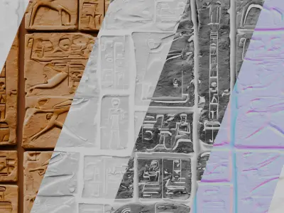 Ancient Egypt Hieroglyphs  - VOL 3 - 3 Seamless PBR Texture