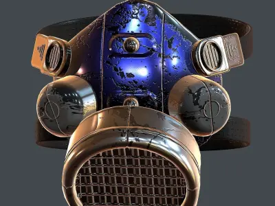 Gas mask helmet 3d model scifi Low-poly  Low-poly 3D model 424