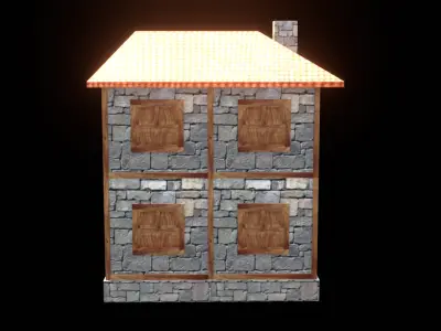 medieval house low poly village town residential house  108 Low-poly 3D model