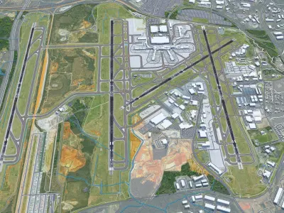Charlotte Douglas Airport 10km Low-poly 3D model