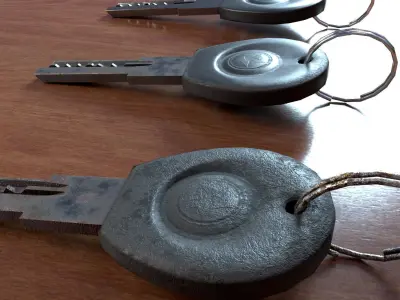 Realistic Door Key Lowpoly with a set of 5 PBR materials Low-poly 3D model