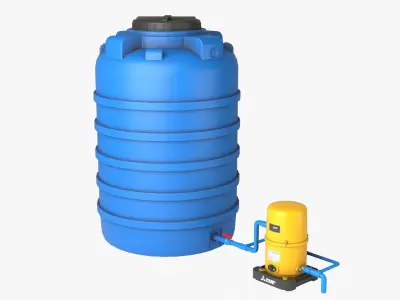 Automatic pump with Water tank Low-poly 3D model
