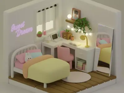 Isometic bedroom 3D 3D model