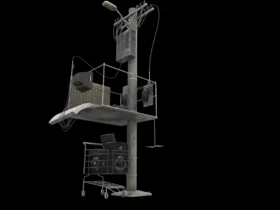 Abandoned Environment Low-poly 3D model