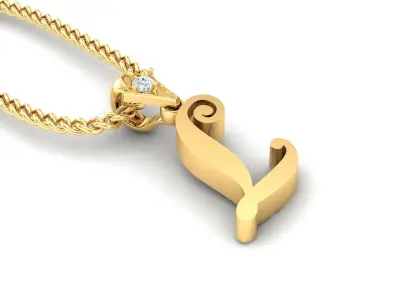 Alphabet V3 Light Gold  Font Pendant L 3D print model