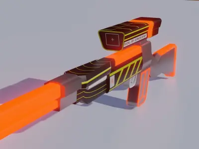 Game Ready Sniper Model gun with orange light Low-poly 3D model
