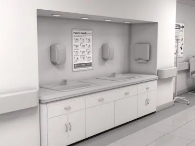 Hospital Hallway 2 MAX White 3D model