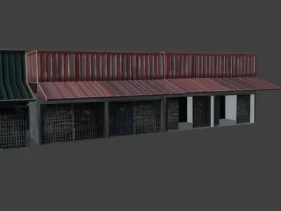 Stylized Low Poly Shophouse Low-poly 3D model