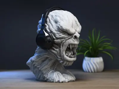 Demon scream creature Headphone Stand  Cyborg Headset Stand 3D print model