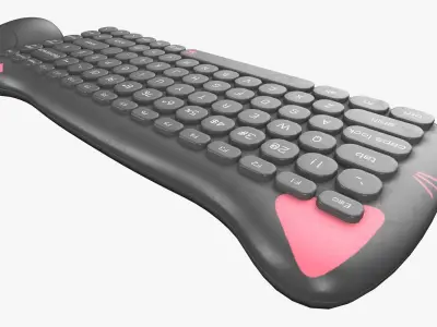 Wireless Keyboard Mouse Set Simple Dark Gray Version  3D model