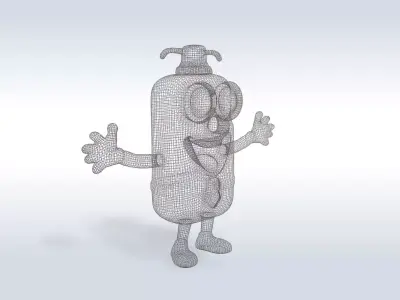 3D Cartoon character t pose flask back to school 3D model 3D model