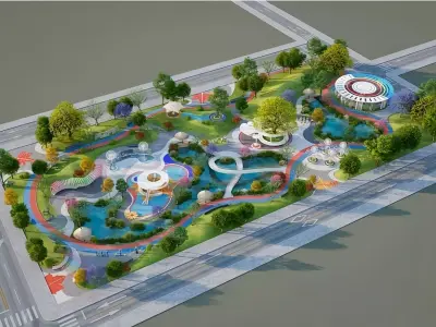 Urban Landscape Park Low-poly 3D model