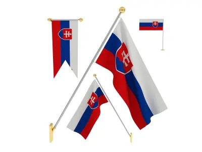 Flags of Slovakia  3D model