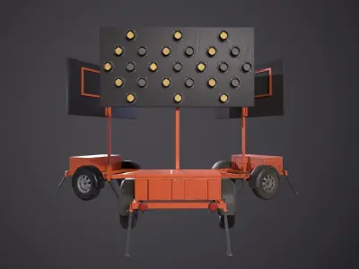 Arrow board traffic trailer Low-poly 3D model