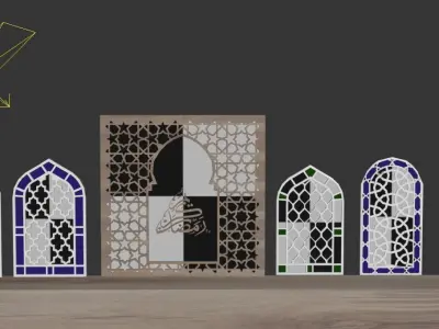 Mosque window with motif   Autocad and 3Dmax Low-poly 3D model