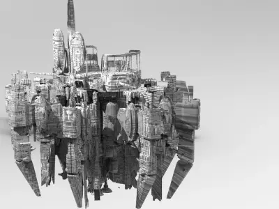 Alien Sci-fi base platforms  3 3D model