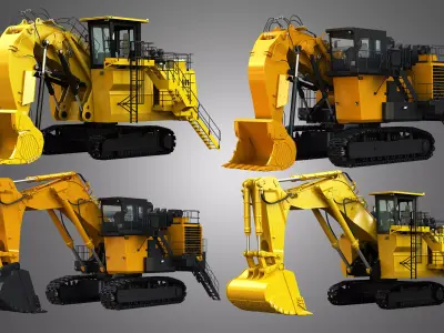 6030 FS - EX8000-6 - Mining Excavators and Shovels  4 in 1 3D Model Pack