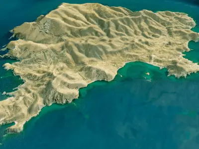 Psara Island 3D model terrain Low-poly 3D model