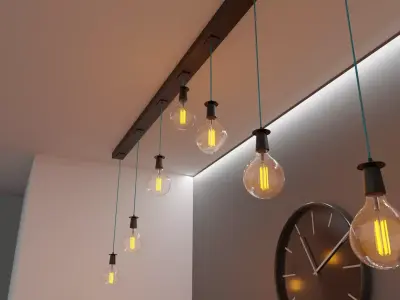 Vintage light bulbs with holder  3D model