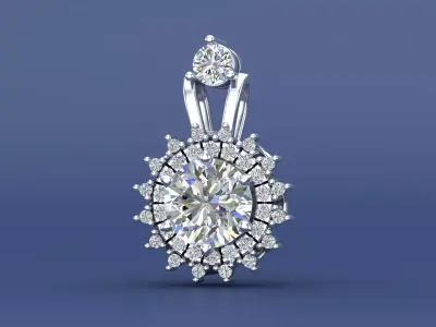 1 Carat Diamond Pendant Necklace with 3D CAD Files Jewelry 3D print model