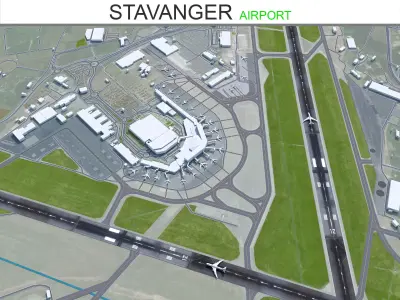 Stavanger Airport 12km Low-poly 3D model