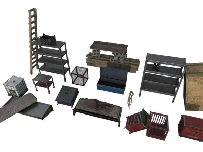 Junk Prop pack Low-poly 3D model