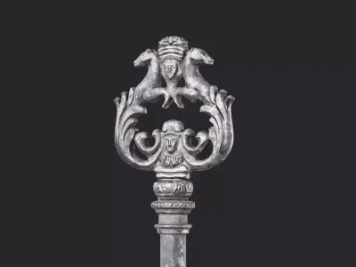 Skeleton key with horses Low-poly 3D model