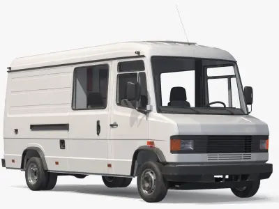  Multi Purpose Commercial Transport Van White Rigged for Maya 