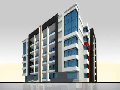 House Architectural 3d Model with Render Scene Low-poly 3D model