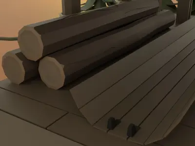 Hydraulic sawmill Low-poly 3D model