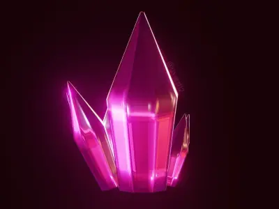 Pink crystal gem RPG style Low-poly 3D model