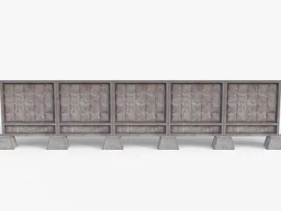 Soviet Concrete Fence PO-2 Low-poly 3D model